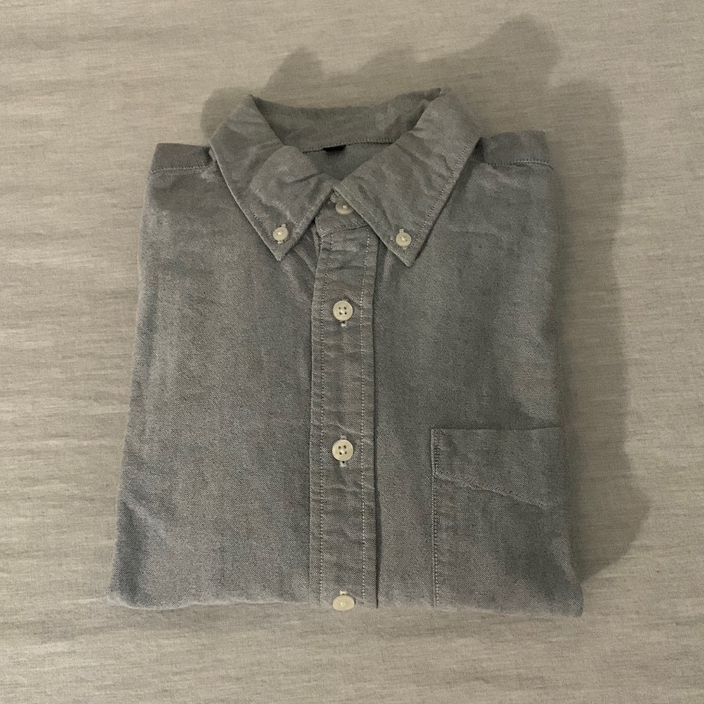 MUJI Men’s Oxford Button Down Shirt Light Grey Size S